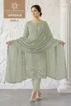Vanika By Vinay Kuleesh Mul Chanderi Embroidery Dress Material Wholesale In India
